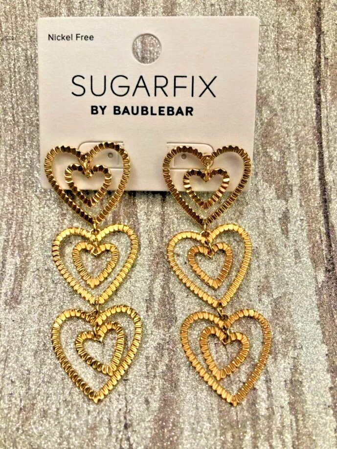 SUGARFIX by BaubleBar Stacked Heart Drop Earrings eBay
