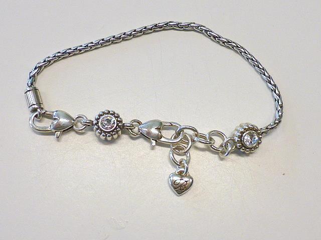 Brighton Silver Crystal Center Sunburst Heart Wheat Chain Brighton Silver Crystal Center Sunburst Heart Wheat Chain