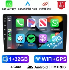 9" Android 13 Double 2 Din 1+32GB Car Stereo CarPlay GPS Navi WiFi BT RDS Radio