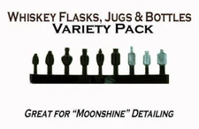 Moonshiners FLASKS, Bottles and Jars Super Variety Pack S  / Sn3 scale Finished