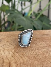 925 Sterling Silver  Larimar Stone Ring Size Adjustable 