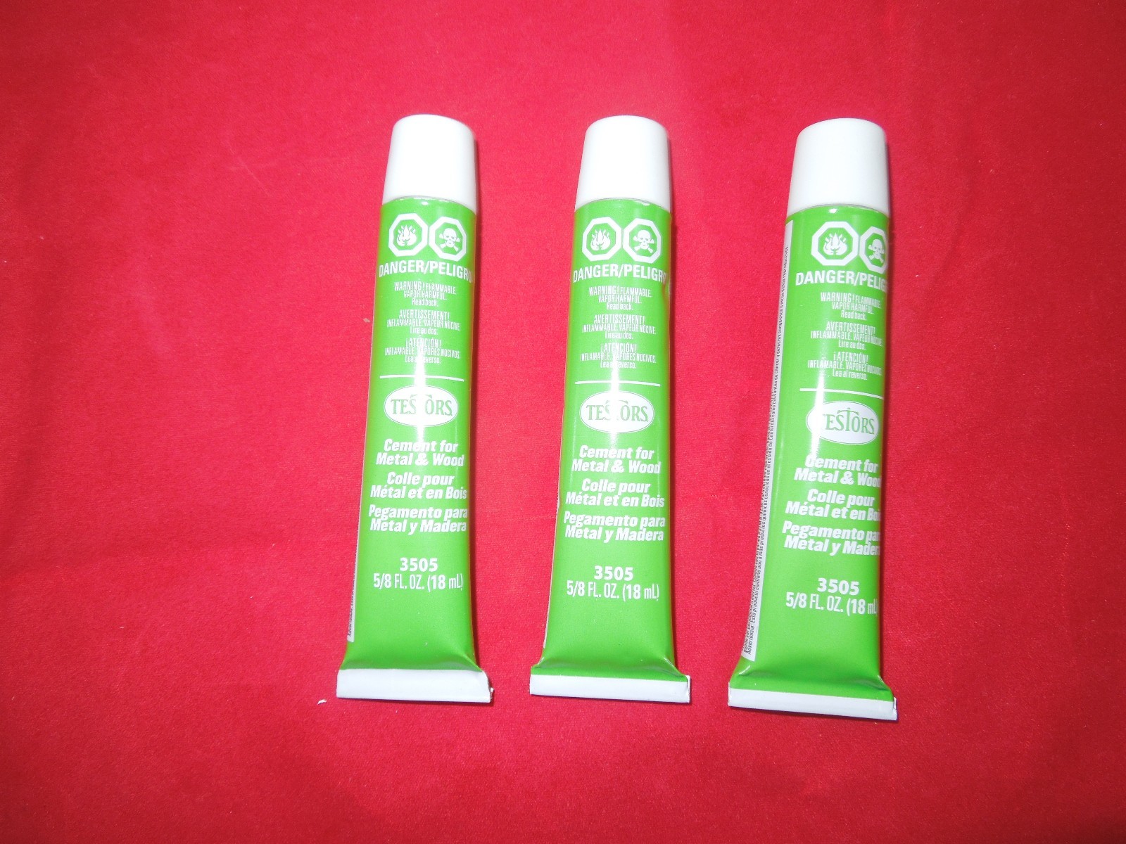 3 TESTORS CEMENT FOR WOOD + METAL MODELS 5/8 OZ TUBE TUBES 3505 TES