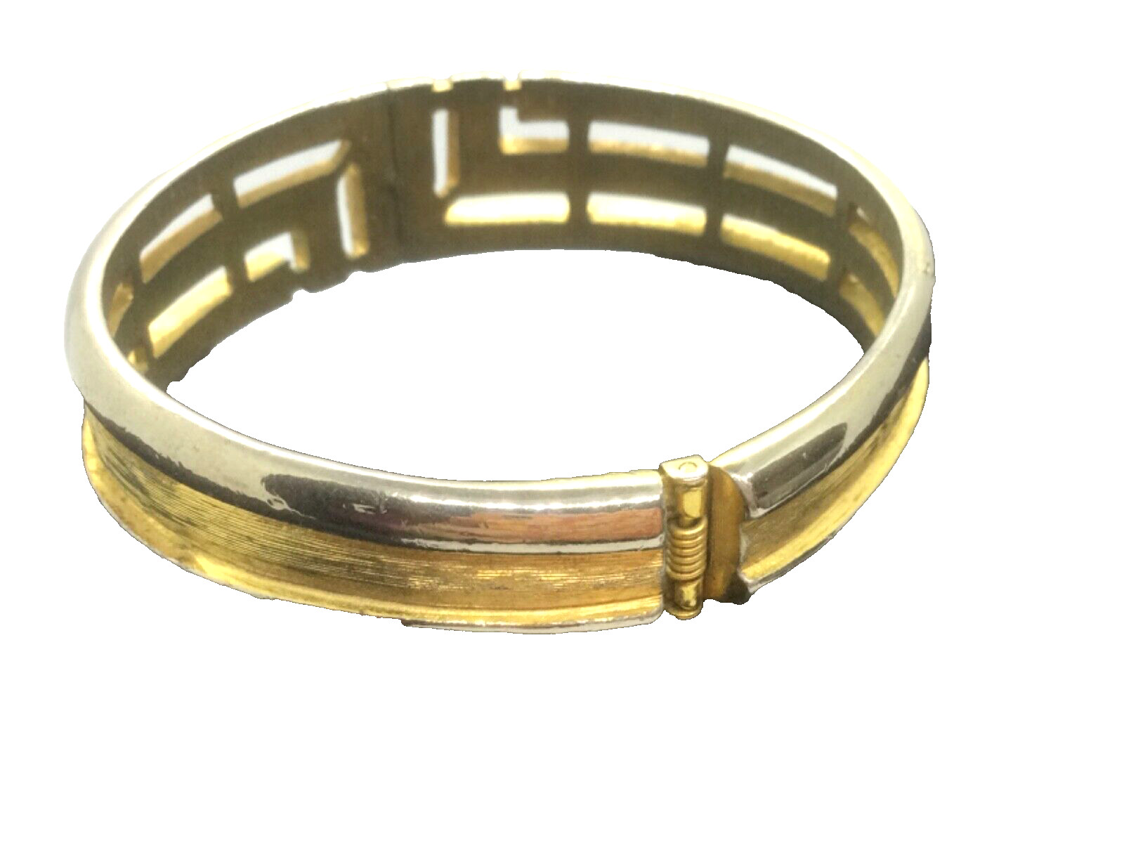 Trifari Bracelet Hinged Abstract Design Brushed and Polished Crown Mark Vintage