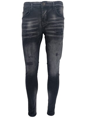 Herren Designer Slim Fit Stretch Ripped Biker Jeans Distressed Denim Hose Neu