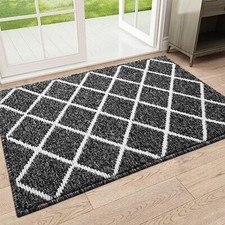 Indoor Door Mat, Non-Slip Absorbent Resist Dirt Entrance Mat, 32" x 20" Black