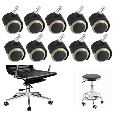 10pcs Replacement Office Chair Caster Wheel Swivel Wood Floor Home Furniture Blk