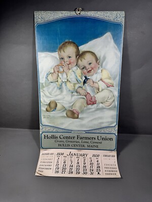 1930 Hollis Center Farmers Union ~ Advertising Calendar ~ Charolette Becker Art