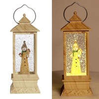 Jingles Bo Weihnachten Glitter Wasser Spinner Aufleuchtend Dekor Holz Laterne