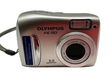 Olympus FE-110 Silver Digital Camera with Cord, Untested Electronics Collectible