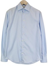 SUITSUPPLY Men's Formal Shirt 37/14 1/2 Slim Blue Cotton Long Sleeve Classic 