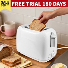 Toaster 2 Slice White 2 Slice Toaster Wide Slots Modern Defrost Reheat Browning