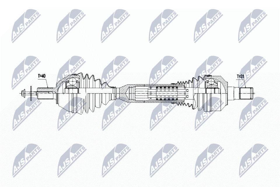 NTY Drive Shaft NPW-VV-148 For Volvo Front Axle Left, Length 537 mm - Image 5