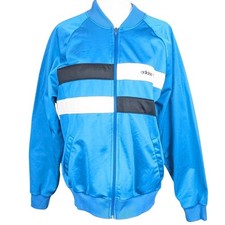 Rare Vintage Adidas 80s Track Jacket Medium Blue Sheen Trefoil USA Athleisure