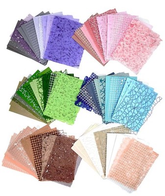 96 Sheets Textured Scrapbook and Mesh Fabric Assorted Set,6 Pack Mixed Specia...