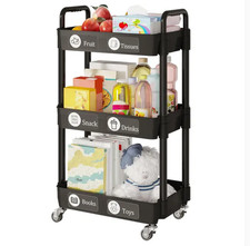 4-Tier Rolling Storage Cart with Lockable Casters, beauty trolly