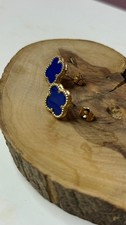 Blue Earrings For Women With Tulip Shape Stainless Steel Gold
