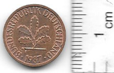1987 Germany 1 Pfennig Stuttgart F Oak Leaves Circulated Ungraded Coin KM#105