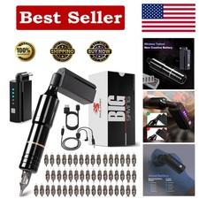 Solong Rotary Tattoo Pen with Wireless Power Supply 50 High-Quality Needles