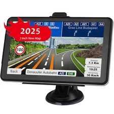 LONGRUF 7" GPS Navigation for Car, 2025 Map, Voice, Touch Screen, Speed Alerts