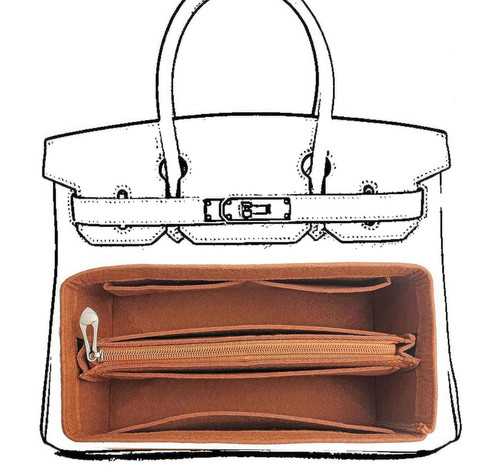 Purse Organizer Insert For Birkin 35 Bag, Felt Insert Organizer With Zipper, ...