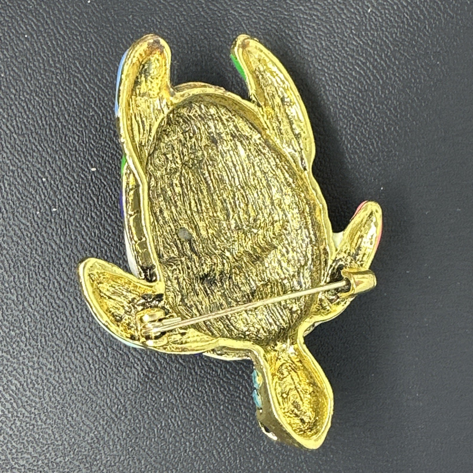 PATCHWORK SEA TURTLE BROOCH Multicolor Stones Acr… - image 6