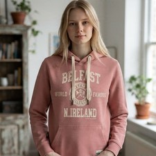 Urban Irish Belfast Northern Ireland Pullover Hoodie Salmon Pink Small