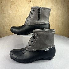 SKECHERS Pond Washed Out Duck Boots Men’s 11 EU 41 Gray Black Side Zip 44379