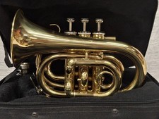 Ammoon B-Flat Pocket Trumpet w Case Beginner Student Musical Instrument NICE