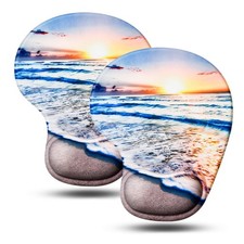 JIKIOU Mouse Pad, 2 Pack Ergonomic Pads with Comfortable Small, 10Beach
