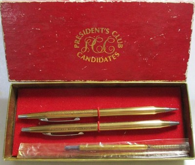 VINTAGE AVON PRESIDENT'S CLUB CANDIDATES PEN & MECHANICAL PENCIL SET IN BOX