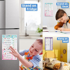 3-in-1 Bedtime/Morning/Daily Routine Chart for Kids, Magnetic Chore Chart, Vi...