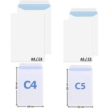 A4 C4 A5 C5 White Self Seal Envelopes Plain 90gsm Strong Postal Mailing Office