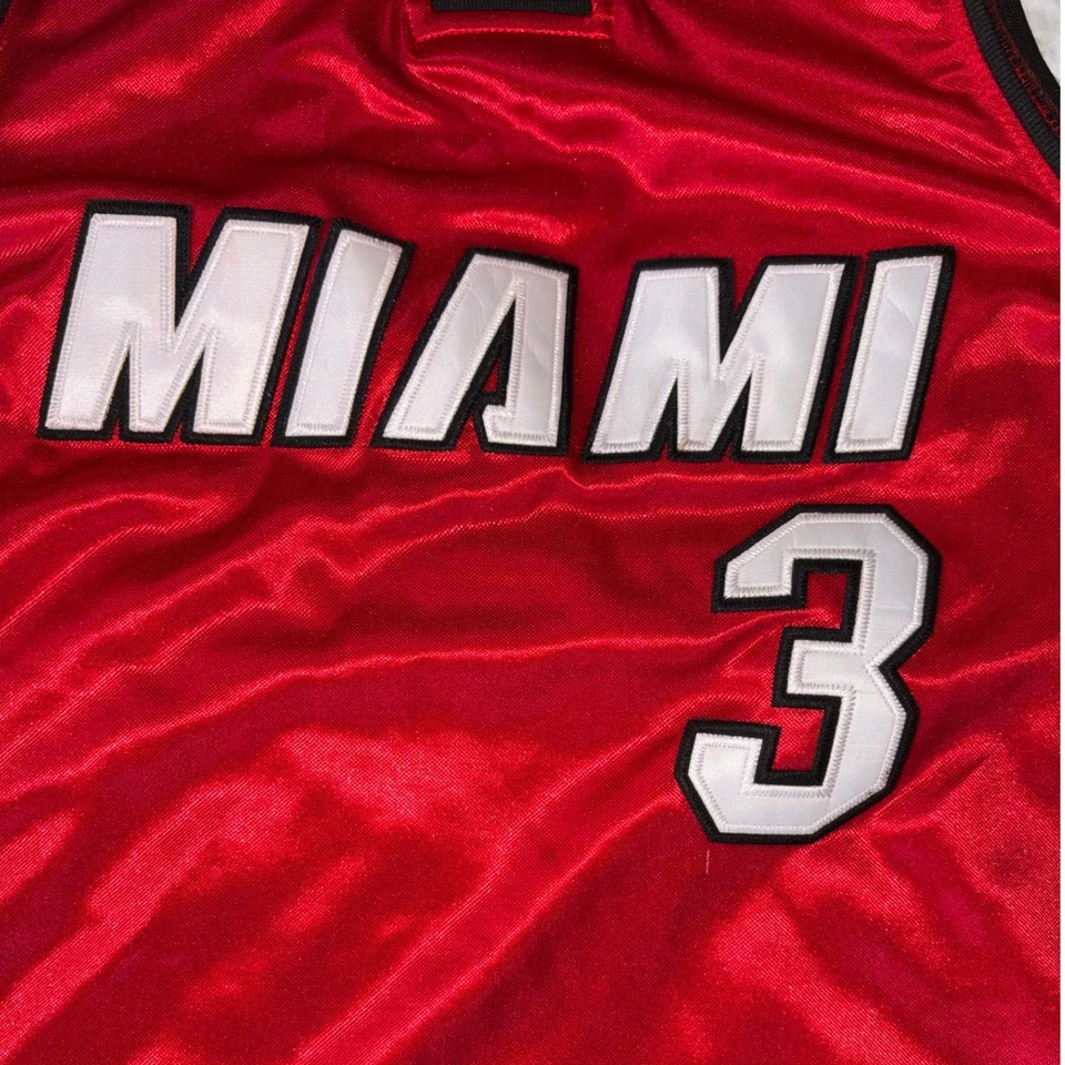 Adidas Dwyane Wade No. Camiseta cosida roja 3 Miami Heat NBA Authentics talla 48 Foto 3 de 4