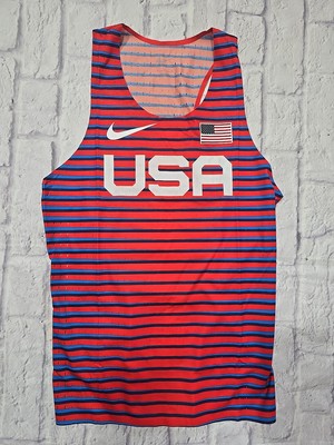 Nike Pro Elite Team USA Track & Field Running Red Blue Singlet AO8502-602 Sz S