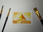 Original ACEO - Orange seaglass sailboat seascape watercolor by finns.paints — photo 2