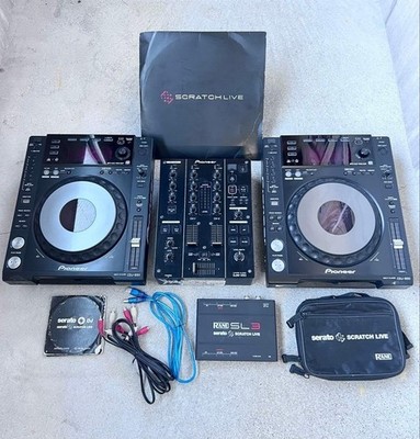 Pioneer CDJ-850-K Pair DJM-350 Mixer Rane SL3 Serato Scratch Live DJ Set Black