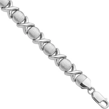925 Sterling Silver Hearts Kisses Hugs Chain Bracelet