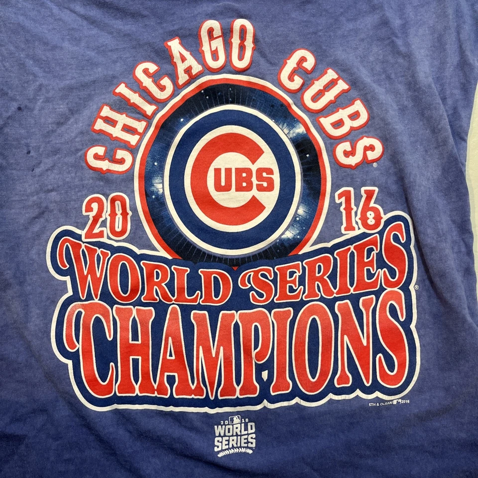 Chicago Cubs Long Sleeve Shirt Womens Small Scoop Neck Blue  World Series 2016 - Image 3 of 4