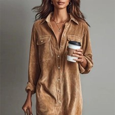 Women’s Corduroy Shirt Dress – Timeless Comfort & Style
