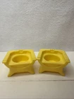 2 VTG Fisher Price Little People Castle 993 Yellow Low Back Short Chairs Thrones