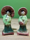 VTG 1950 SHAWNEE POTTERY ASIAN ORIENTAL COOLIE BOY GEISHA GIRL 601 602 FIGURE 6"