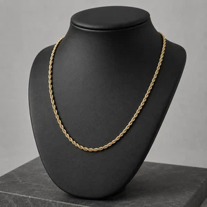 14K Gold Italian Rope Chain Necklace 2mm 20in Twisted Link Lobster Clasp