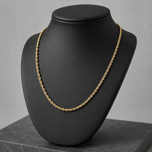 14K Solid Gold Rope Chain 20 Inch 5Mm 14K Gold Italian Rope Chain Necklace 2mm 20in Twisted Link Lobster Clasp