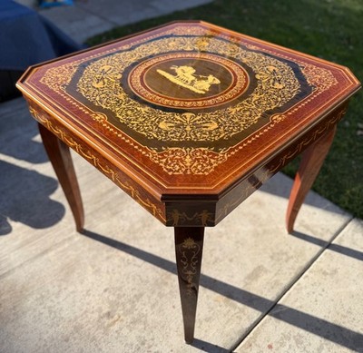Notturno Intarsio Sorrento Italy Italian Game Table, Roulette, Chess Inlaid Wood