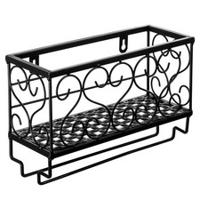 Wall Mounted Wine Rack Hanging Glass Holder Metal Stemware Bottle Storage Shelf
