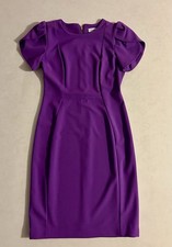Calvin Klein Womens Purple Short Sleeve Back Zip Sheath Dress Size 6