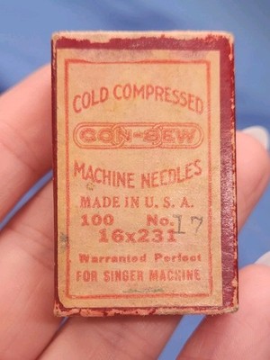 Vintage ConSew Cold Compressed Machine Needles 16 × 231 No. 17 In Box 27 Count