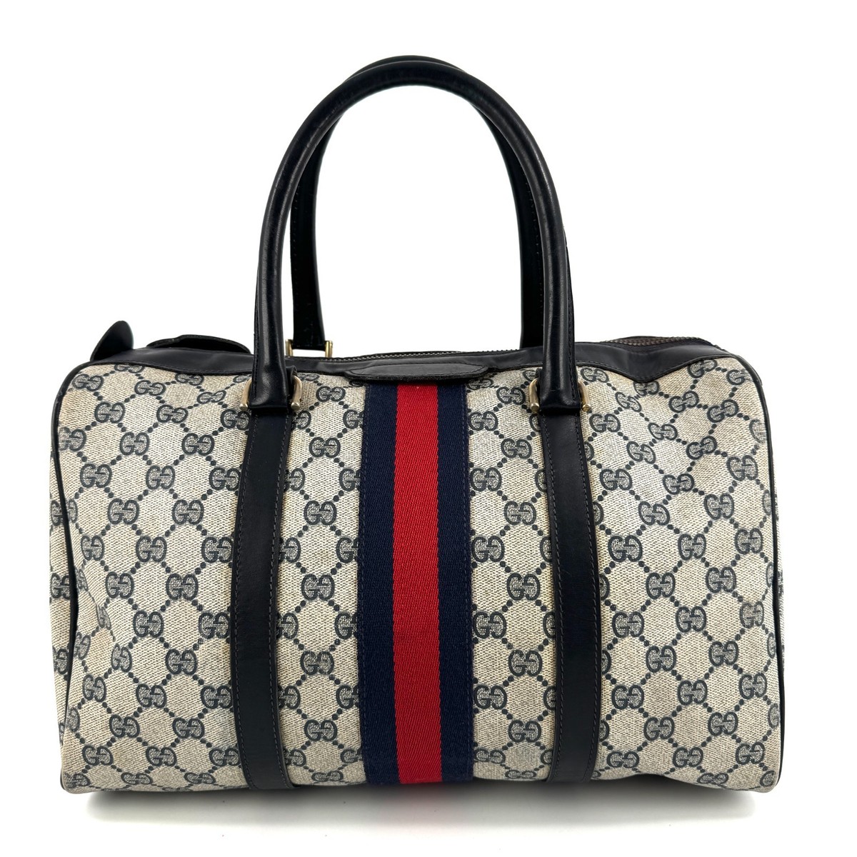 バッグ GUCCI SHERRY LINE CANVAS MINI BOSTON BAG Vintage Gucci Sherry Line Hand Bag Mini Boston GG PVC LeatherBag