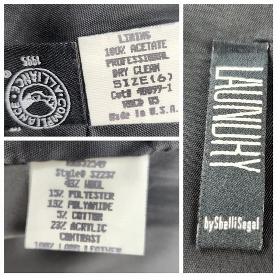 Falda lápiz vintage de lana de cuero Laundry de Shelli Segal negra espiga 6 Foto 2 de 4