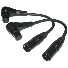 CESS-041 Right Angle Female XLR to Straight Male XLR Plug Cable, 3-Pin to 3-P...